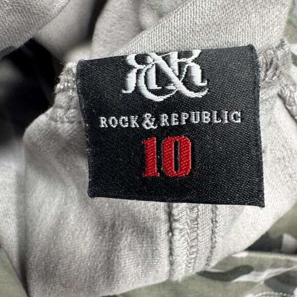 Rock & Republic Fever Pull On Jeans Pants Womens 10 Camouflage Measures 30 x 27 - Picture 4 of 7